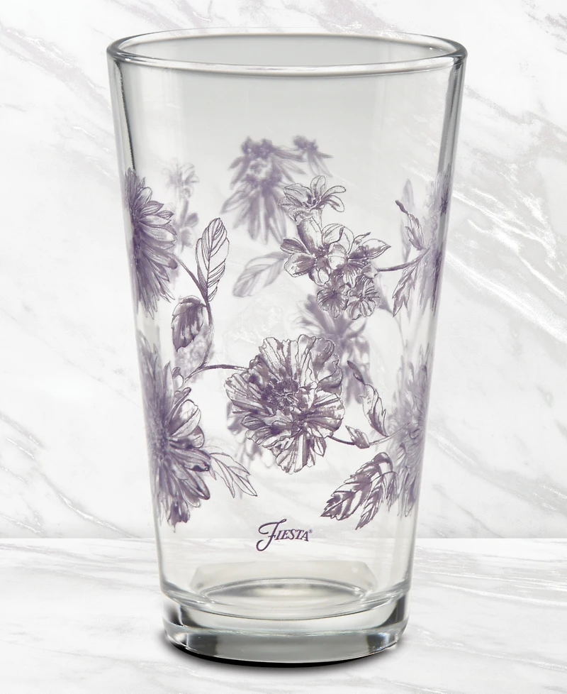 Fiesta Botanical Floral Lavender Tapered Cooler Glasses, Set of 6