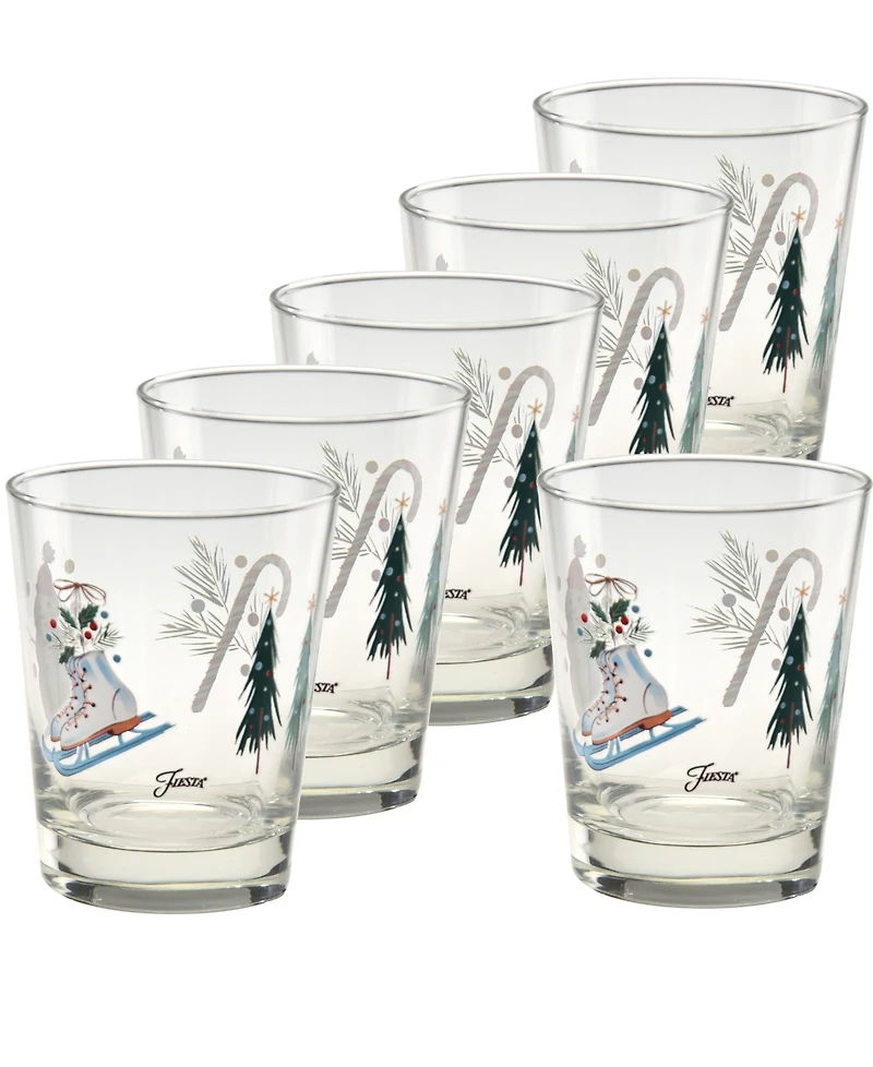 Fiesta Holly Jolly Christmas Double Old Fashioned Glasses, Set of 6