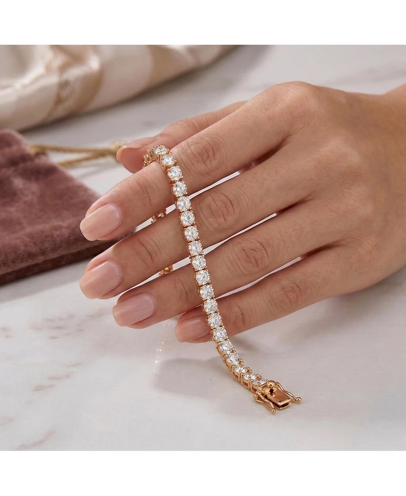Rachel Glauber Cubic Zirconia 4MM Magnetic Lock Tennis Bracelet