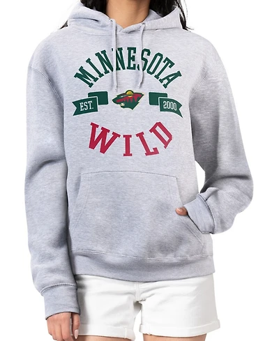 G-iii 4Her by Carl Banks Women's Heather Gray Minnesota Wild City Graphic Fleece Pullover Hoodie