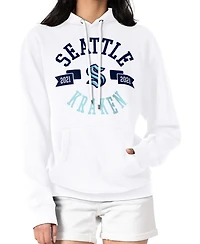 G-iii 4Her by Carl Banks Women's White Seattle Kraken City Graphic Fleece Pullover Hoodie