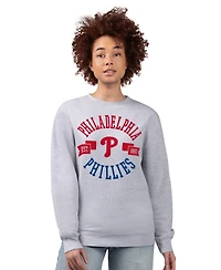 G-iii 4Her by Carl Banks Women's Heather Gray Philadelphia Phillies Team Logo Fleece Pullover Sweatshirt