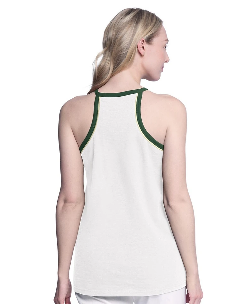 G-iii 4Her By Carl Banks Women's White Milwaukee Bucks Curveball Racerback Scoop Neck Slub Tank Top