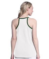 G-iii 4Her By Carl Banks Women's White Milwaukee Bucks Curveball Racerback Scoop Neck Slub Tank Top