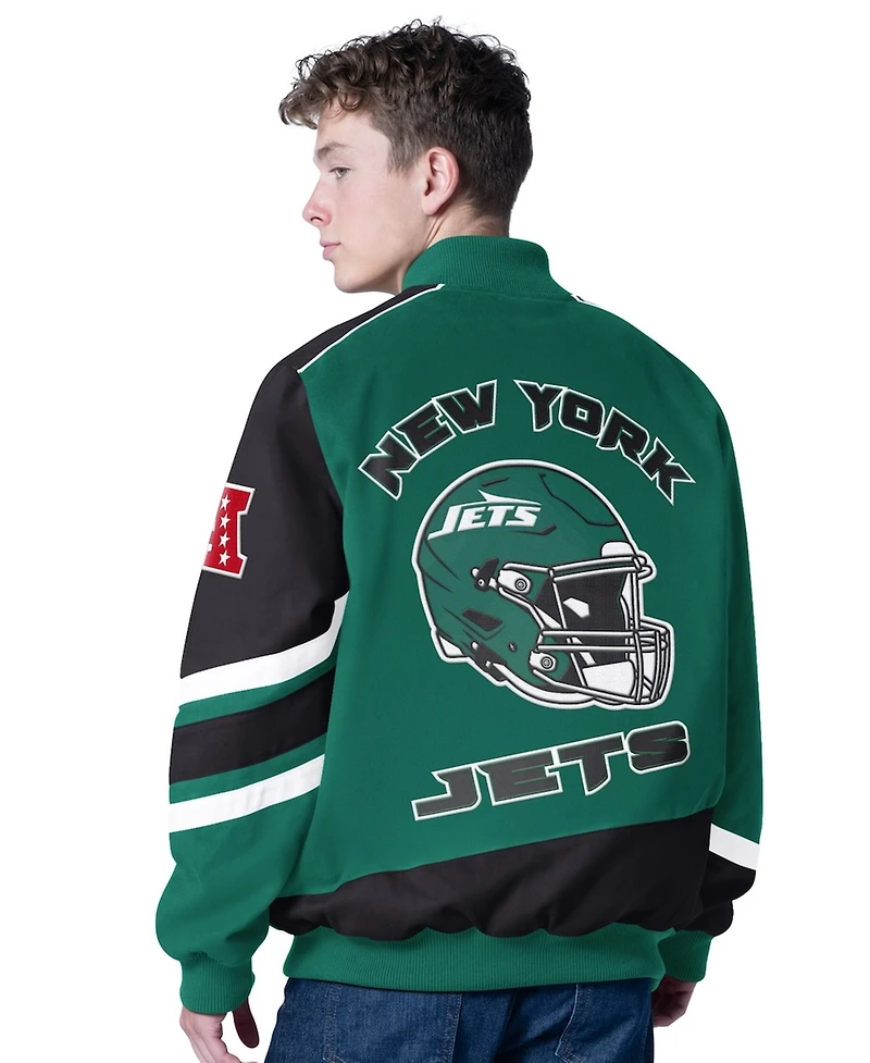 G-iii Sports by Carl Banks Men's Green New York Jets Prime Time Full-Zip Racing Jacket