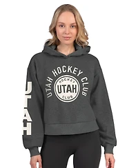Starter Women's Heather Charcoal Utah Mammoth Star Player Cropped Fleece Hoodie