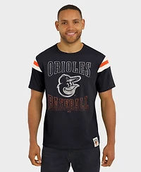 Darius Rucker Collection By Fanatics Men's Black Baltimore Orioles Distressed Sleeve Stripe T-Shirt