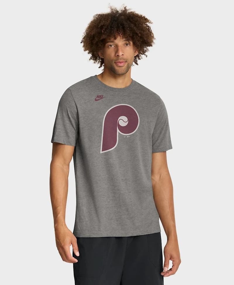 Nike Men's Heather Charcoal Philadelphia Phillies Cooperstown Logo Tri-Blend T-Shirt