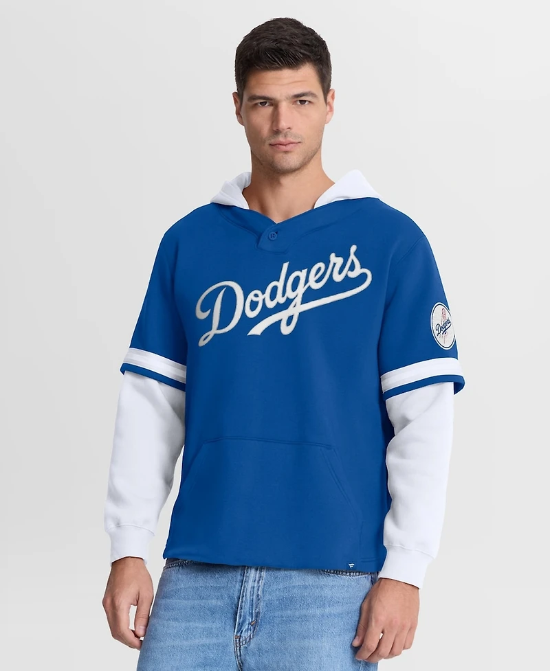 Fanatics Men's Royal/White Los Angeles Dodgers Oversized Fire Speed Layered Hoodie