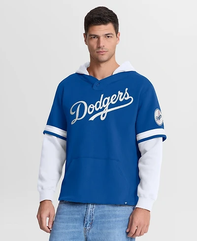 Fanatics Men's Royal/White Los Angeles Dodgers Oversized Fire Speed Layered Hoodie