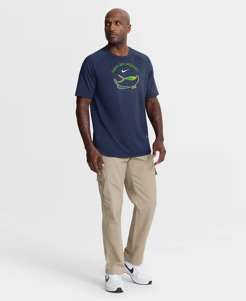 Nike Men's Navy Tampa Bay Rays Authentic Collection Batting Practice Pre-Game Raglan Dri-fit T-Shirt
