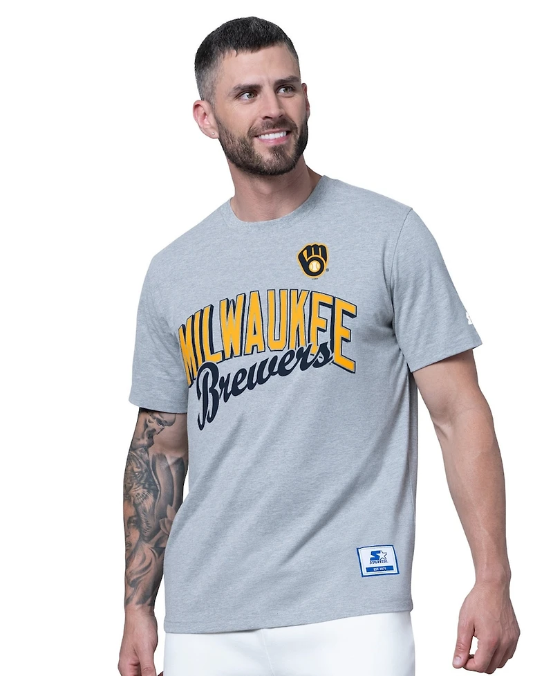 Starter Men's 2-Pack Navy/Heather Gray Milwaukee Brewers T-Shirt Set