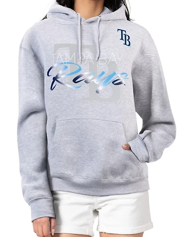 G-iii 4Her by Carl Banks Women's Heather Gray Tampa Bay Rays Shadow Logo Graphic Pullover Hoodie