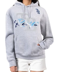 G-iii 4Her by Carl Banks Women's Heather Gray Tampa Bay Rays Shadow Logo Graphic Pullover Hoodie