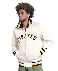Starter Men's White Pittsburgh Pirates The Captain Cooperstown Logo Full-Zip Varsity Jacket