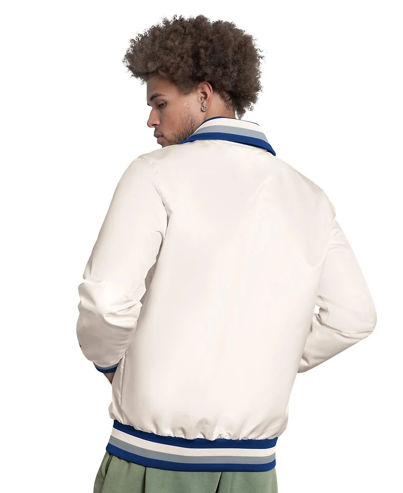 Starter Men's White Los Angeles Dodgers The Captain Cooperstown Logo Full-Zip Varsity Jacket