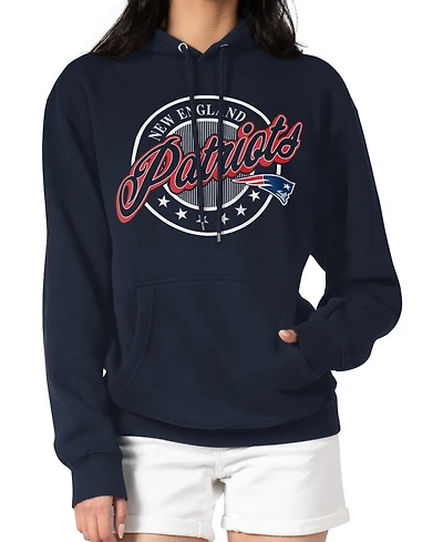G-iii 4Her by Carl Banks Women's Navy New England Patriots Pinstripe Circle Fleece Pullover Hoodie