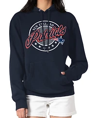 G-iii 4Her by Carl Banks Women's Navy New England Patriots Pinstripe Circle Fleece Pullover Hoodie