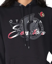 G-iii 4Her by Carl Banks Men's Black Ottawa Senators Shadow Logo Fleece Pullover Hoodie