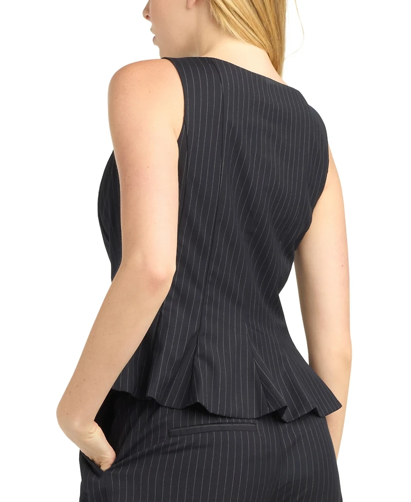Bcx Women's Pinstripe Boat Neck Top