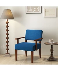 Costway Mid-Century Linen Accent Chair Living Room Chair with Soft Padded Seat and Backrest