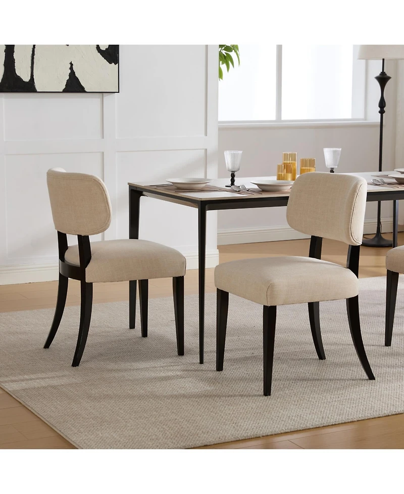 Rainsken Farmhouse Dinner Chair Set of 2, Fabric Upholstered Dining Room Chair, for Kitchen