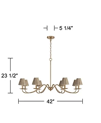 Franklin Iron Works Marinec 42inch Wide Soft Gold 8-Light Chandelier with Wicker Shades