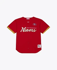 Mitchell & Ness Men's Scarlet San Francisco 49ers Head Coach Mesh Full-Button Fashion Jersey
