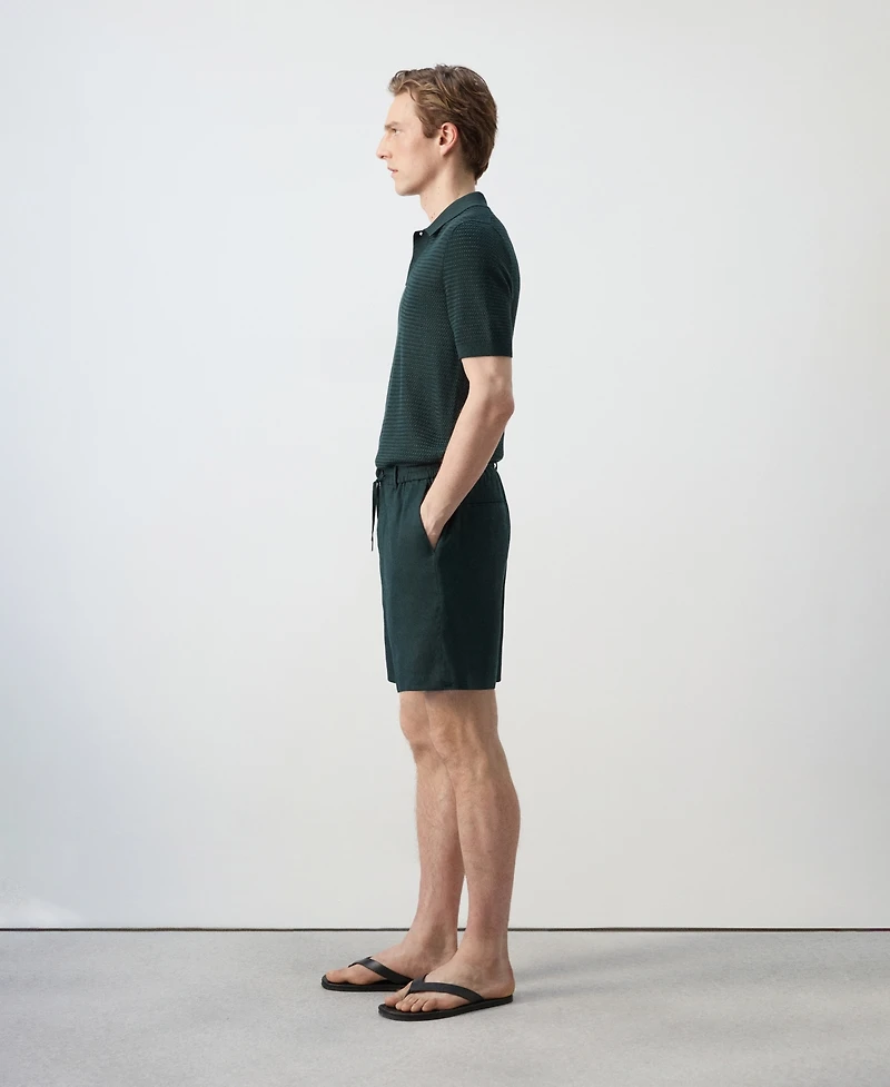 Mango Men's Drawstring Detail Linen 7.48" Bermuda Shorts