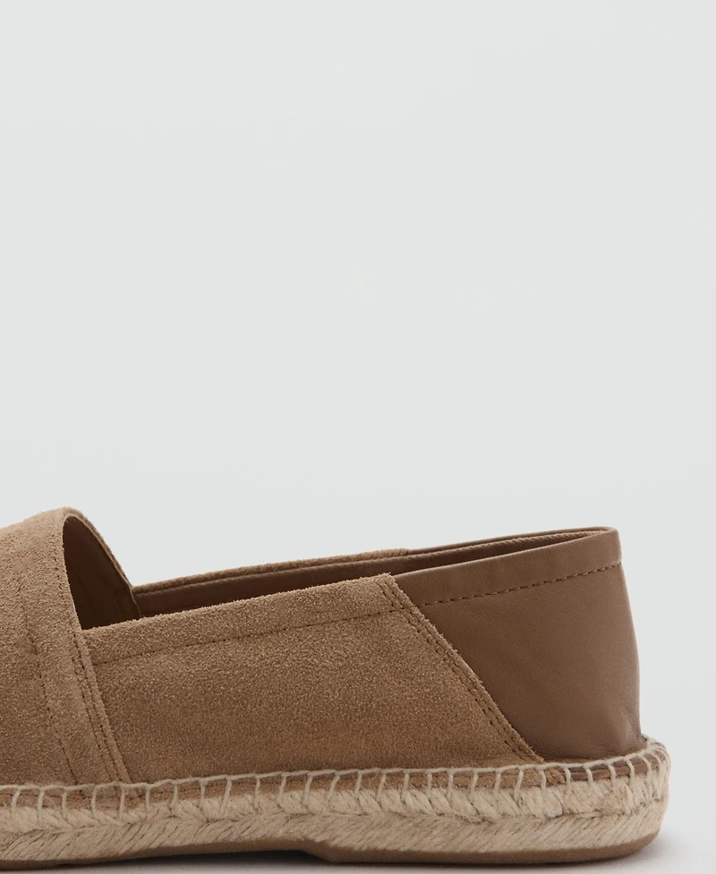 Mango Men's Solid Leather Espadrilles Loafers