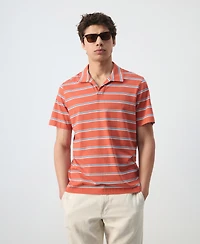 Mango Men's Regular-Fit Striped Pique Cotton Polo Shirt