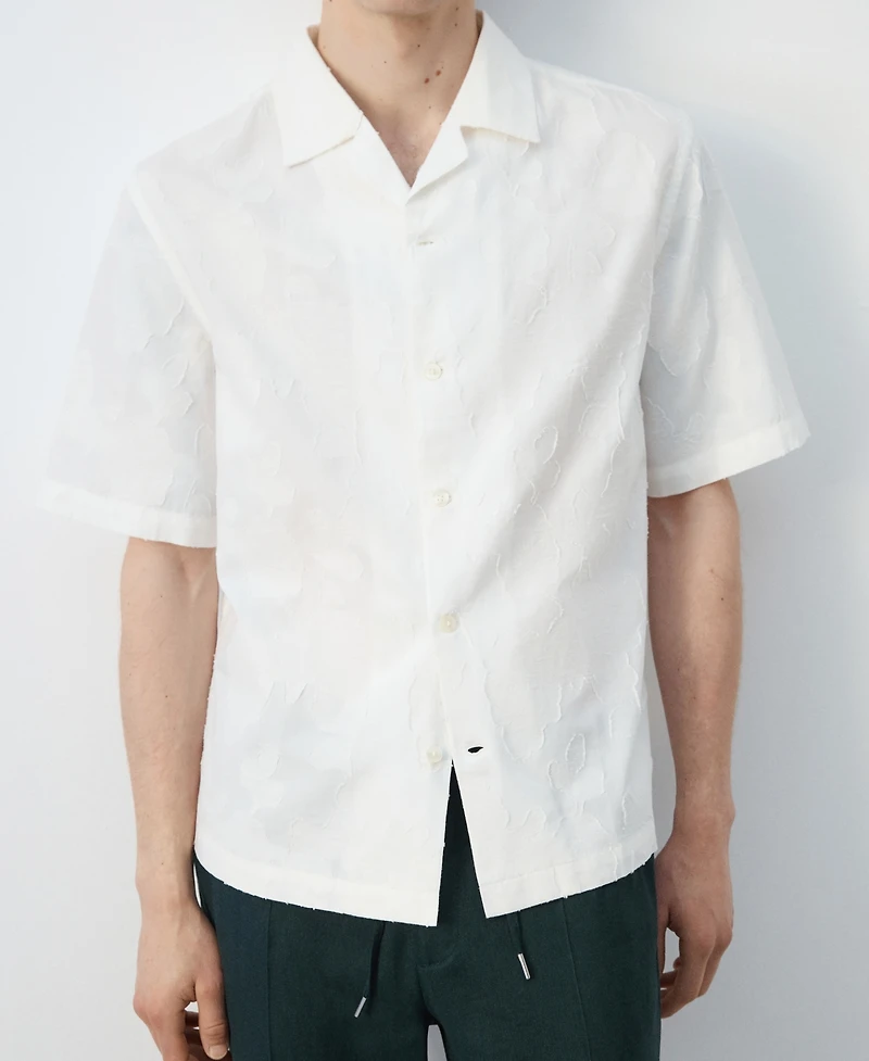 Mango Men's Regular-Fit Cotton Bowling Collar Shirt