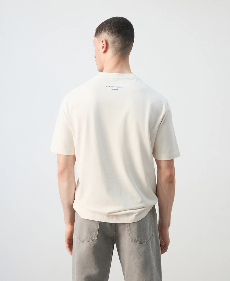 Mango Men's Cotton Printed T-Shirt