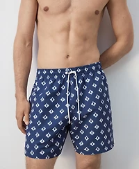 Mango Men's Geometric-Print Swim Trunks