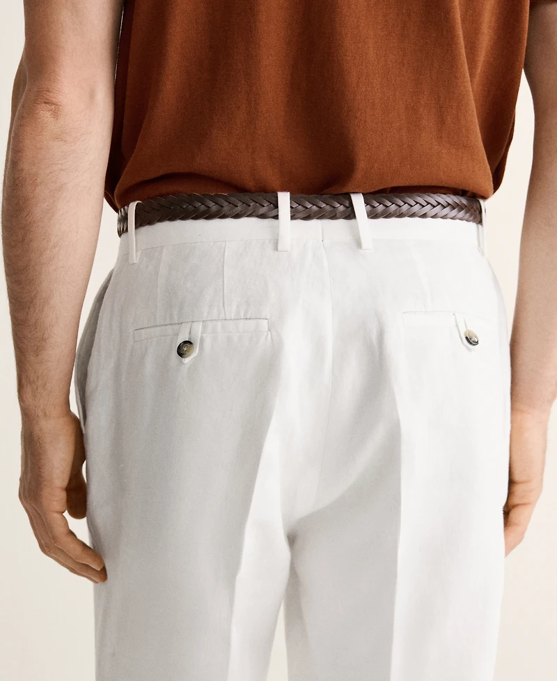 Mango Men's Linen Regular-Fit Pants