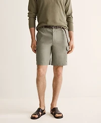 Mango Men's Cargo Linen 9.06" Bermuda Shorts