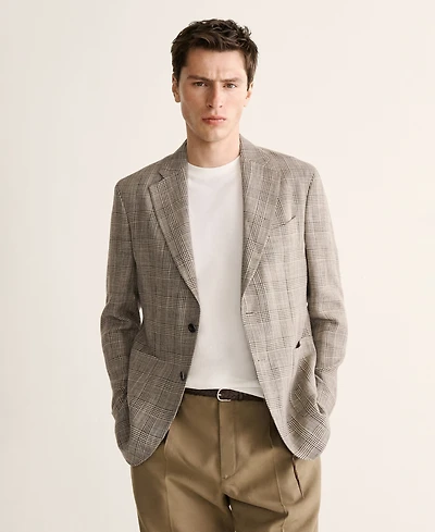 Mango Men's Slim-Fit Prince Of Wales Checkered Blazer