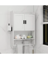 Midola Bathroom Wall Cabinet with Doors, Adjustable Shelf, Towel Bar and Paper Holder, Over The Toilet Storage Cabinet, Medicine Cabinet for Bathroom