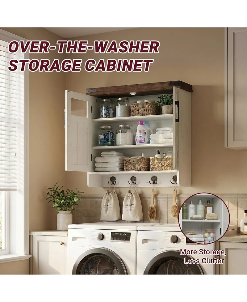Midola Bathroom Wall Cabinet Over Toilet with Adjustable Shelves, Medicine Cabinet Storage Organizer for Bathroom Kitchen Garage, Hanging Towel Hook