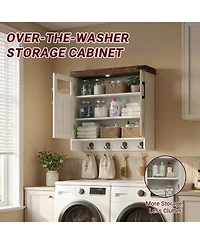 Midola Bathroom Wall Cabinet Over Toilet with Adjustable Shelves, Medicine Cabinet Storage Organizer for Bathroom Kitchen Garage, Hanging Towel Hook