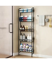 homfan Slim Space-Saving 5-Tier Bathroom Shelf - Tall Narrow Freestanding Storage Rack with Anti-Slip Base - for Behind Door, Kitchen, Laundry Room