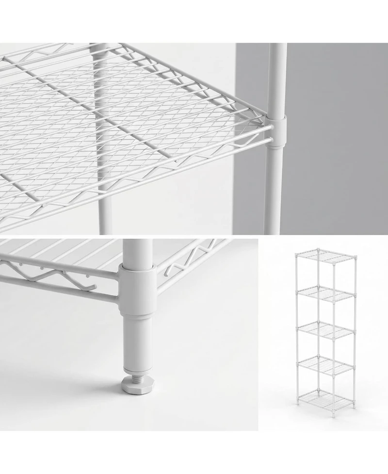 homfan 5 Tier Bathroom Shelf, 55 Inch Metal Bathroom Storage Cabinet with Adjustable Shelves for Small Spaces