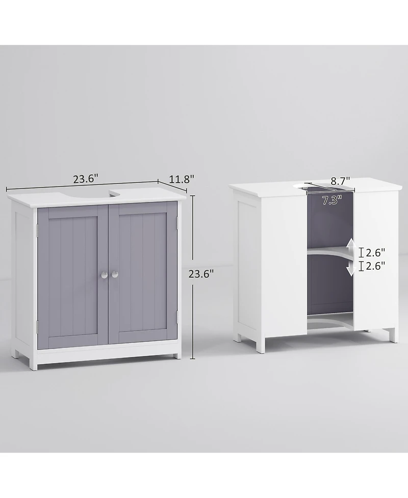 Busdays Pedestal Sink Storage Cabinet, Bathroom Sink Cabinet with U-Shape Cut-Out and Adjustable Shelf