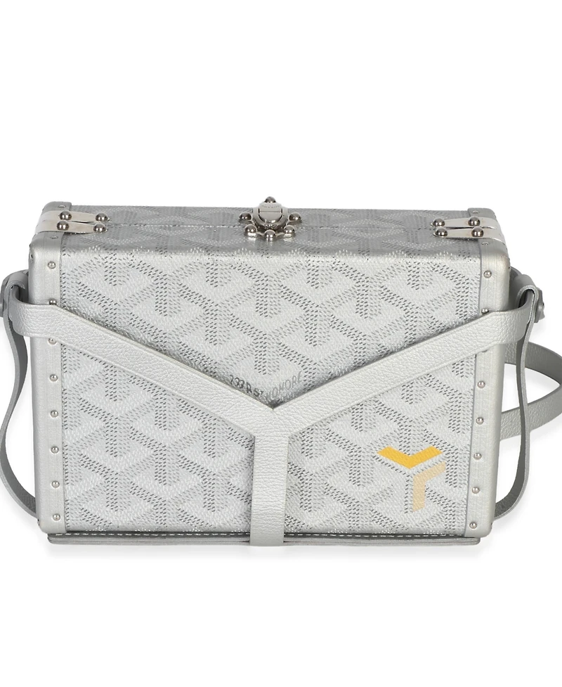 Pre-Owned Goyard Silver Precious Metals Goyardine Canvas Minaudiere Trunk