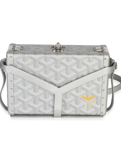 Pre-Owned Goyard Silver Precious Metals Goyardine Canvas Minaudiere Trunk