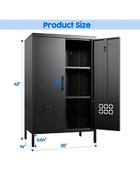 Streamdale Furniture Boyel Living 42 Inch Metal Storage Cabinet with Doors, Sideboard Organizer Adjustable Shelves for Home Office