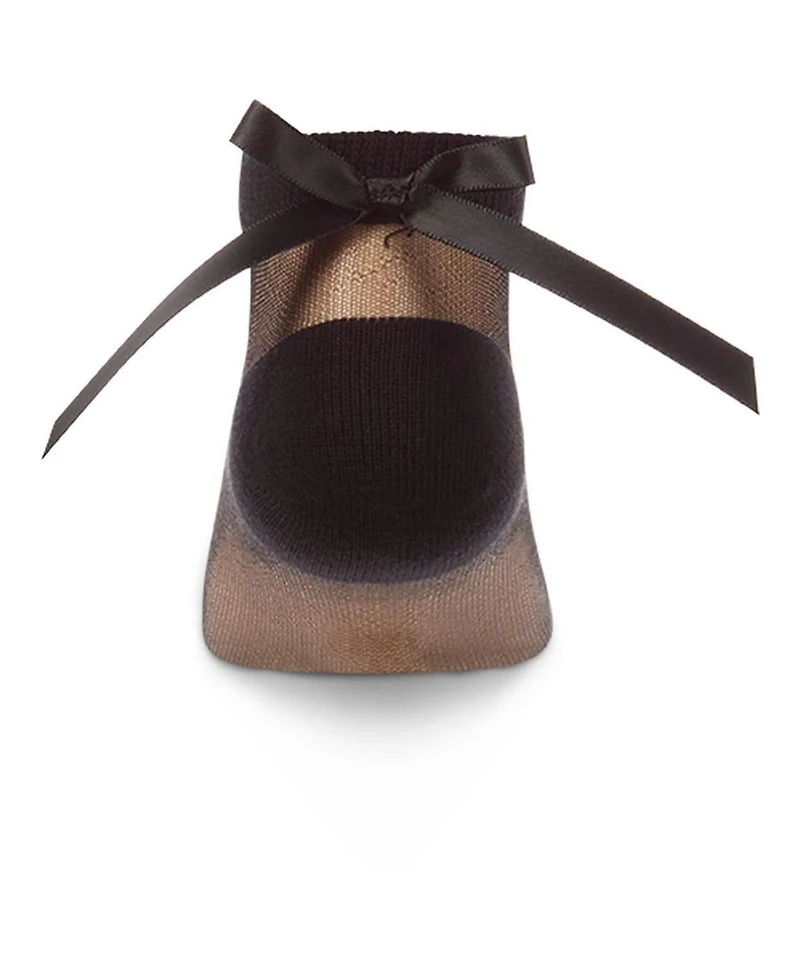 MeMoi Baby Girls Silky-Sheer Micro-Mesh Ankle Sock with Satin Bow