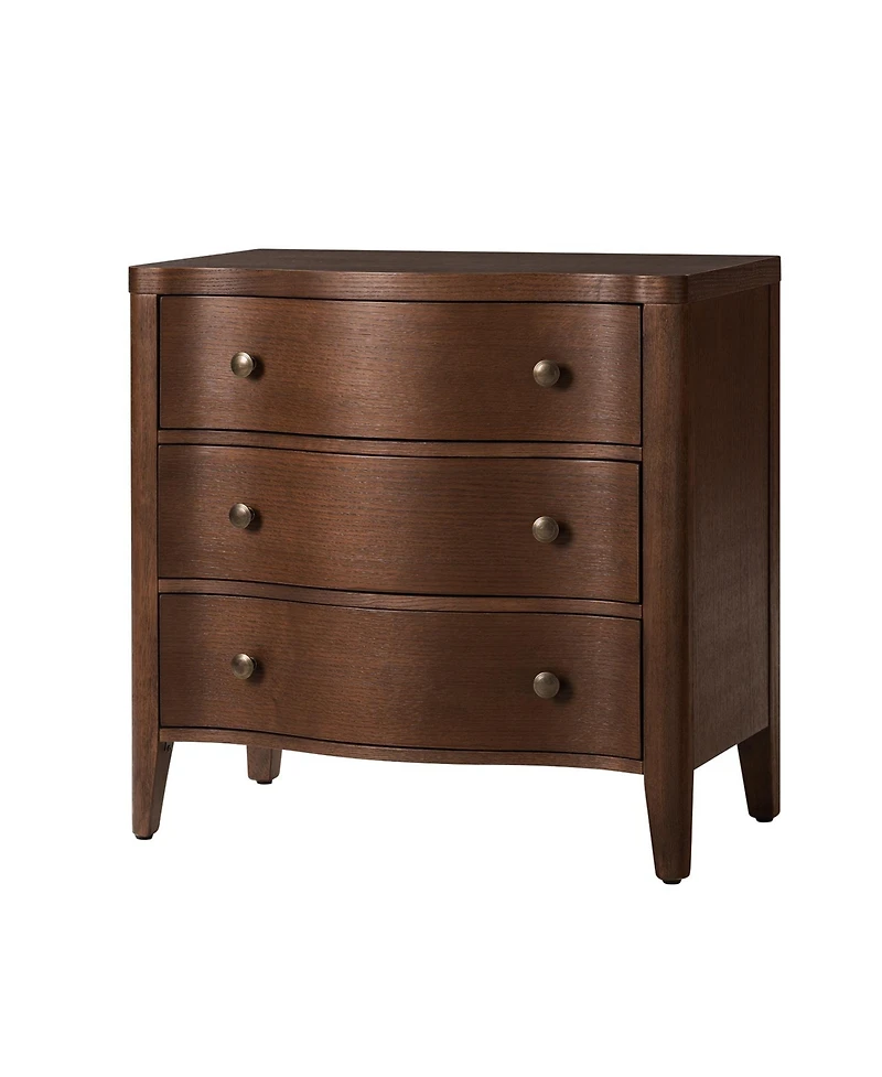 Hulala Home Horaz Modern 27''W 3-Drawers Curves End Table with Built-In Charging Station