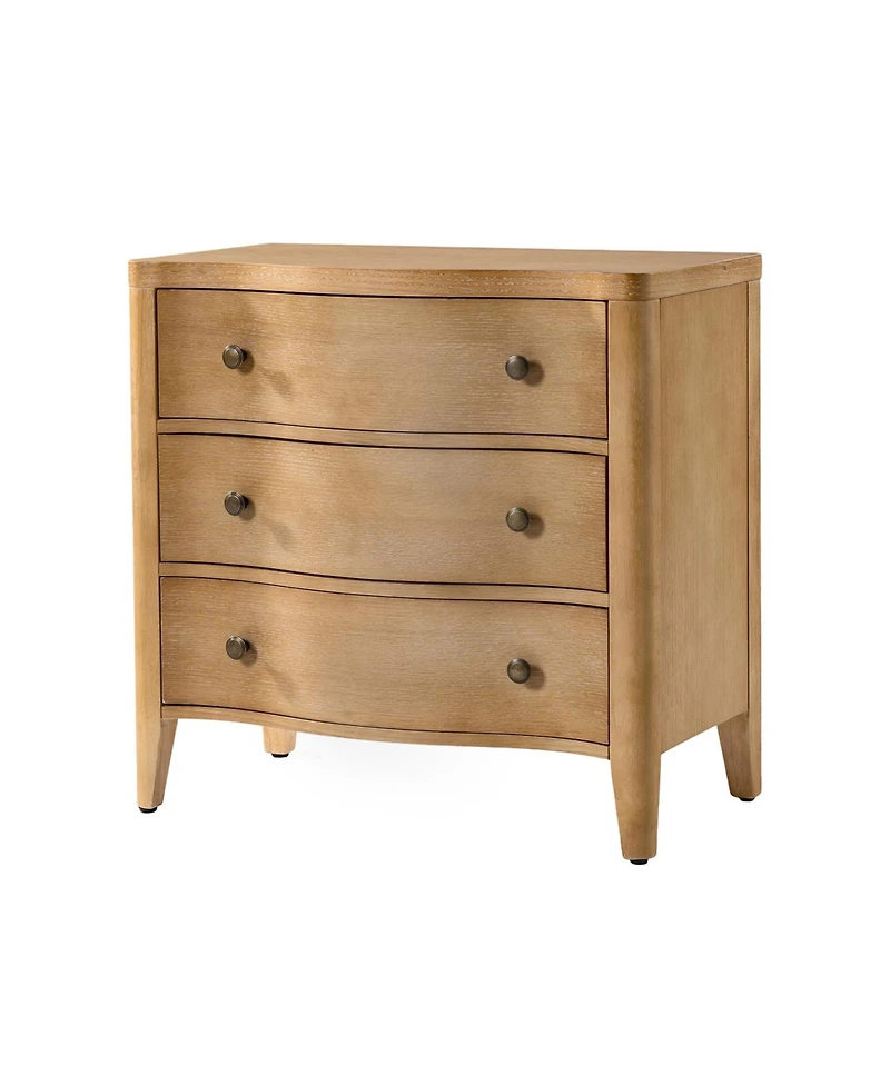 Hulala Home Horaz Modern 27''W 3-Drawers Curves End Table with Built-In Charging Station