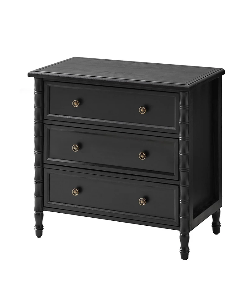 Hulala Home Nicola 3-Drawer Transitional 28''W Curved End Table with Charging Station